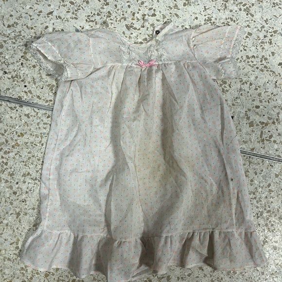 Alexis White Floral Kids Nightgown with Pink Bow - Picture 1 of 3